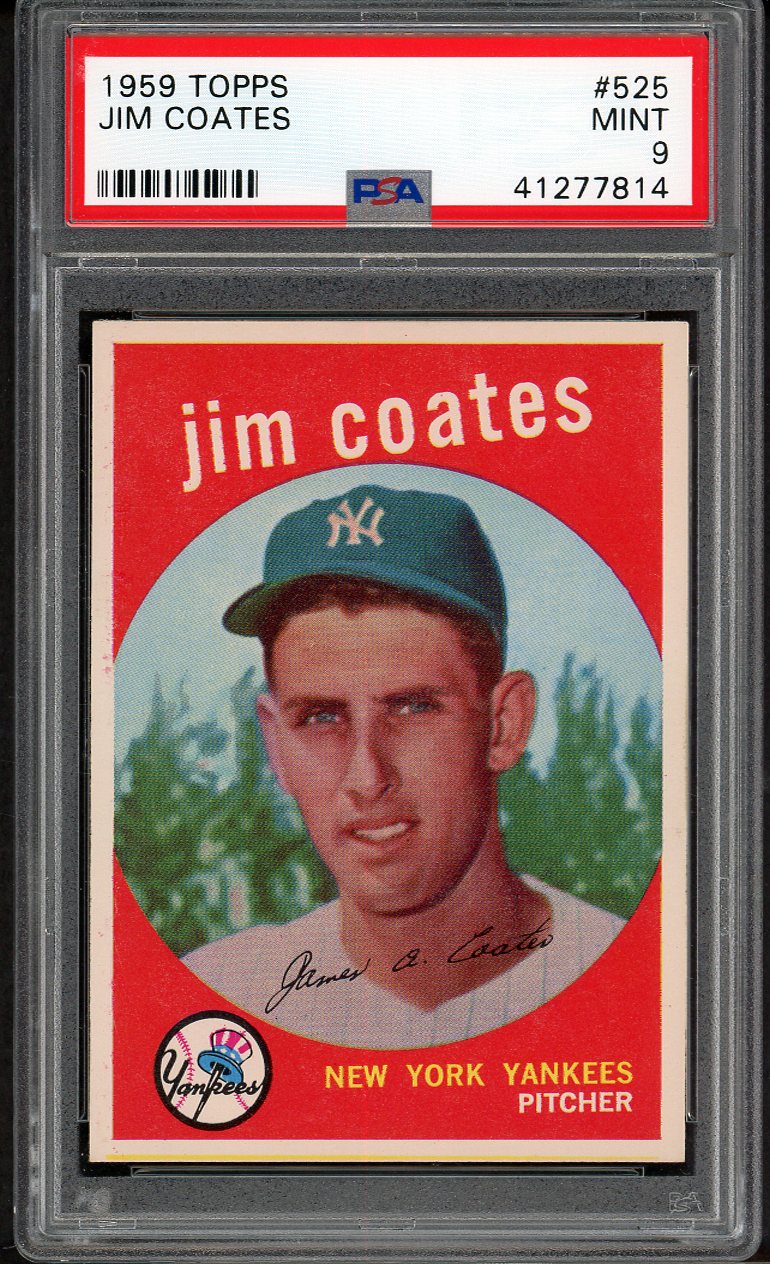 1959 Topps Baseball #525 Jim Coates Yankees PSA 9 MINT 562594