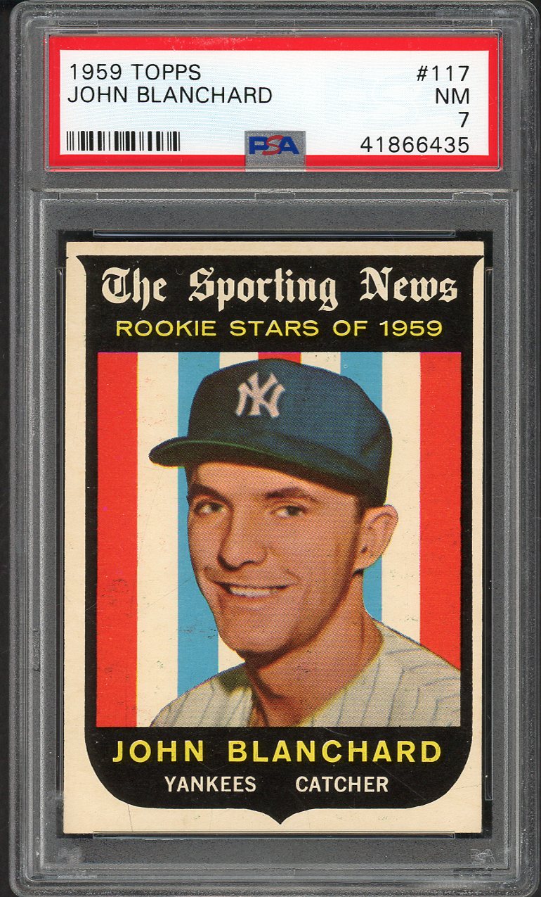 1959 Topps Baseball #117 John Blanchard Yankees PSA 7 NM 562595