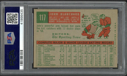 1959 Topps Baseball #117 John Blanchard Yankees PSA 7 NM 562595
