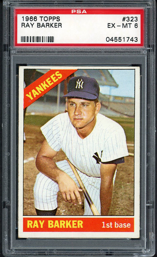 1966 Topps Baseball #323 Ray Barker Yankees PSA 6 EX-MT 562598