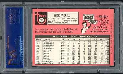 1969 Topps Baseball #531 Dick Farrell Phillies PSA 8 NM/MT 562600