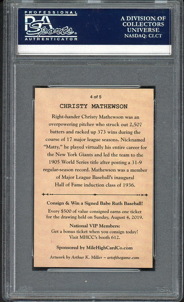 2019 NSCC National Convention Promo Christy Mathewson Giants PSA Auth 562605