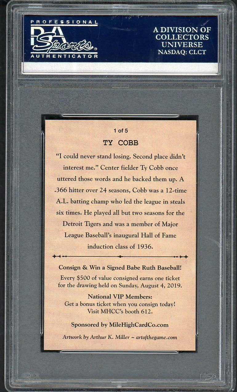 2019 NSCC National Convention Promo Ty Cobb Tigers PSA Auth 562612