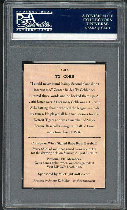 2019 NSCC National Convention Promo Ty Cobb Tigers PSA Auth 562612