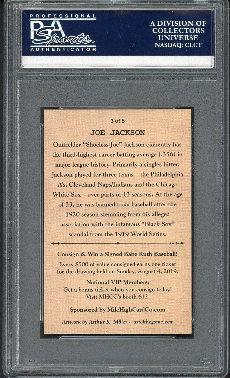 2019 NSCC National Convention Promo Joe Jackson White Sox PSA Auth 562613