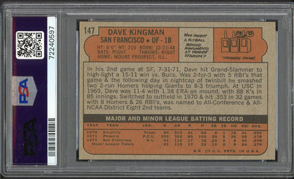 1972 Topps Baseball #147 Dave Kingman Giants PSA 7 NM 562617