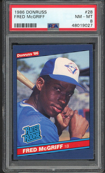 1986 Donruss #028 Fred McGriff Blue Jays PSA 8 NM/MT 562618
