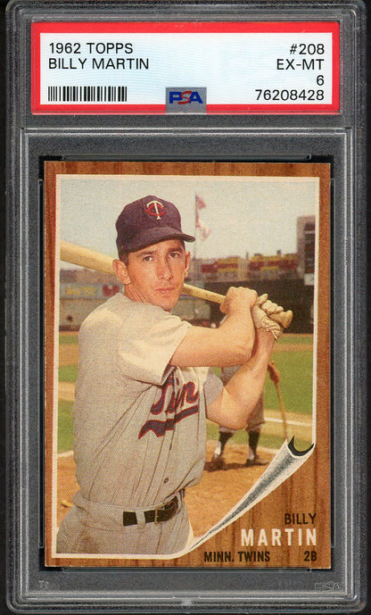 1962 Topps Baseball #208 Billy Martin Twins PSA 6 EX-MT 562620