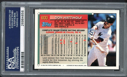 1994 Topps #600 Don Mattingly Yankees PSA 10 GEM MINT 562625