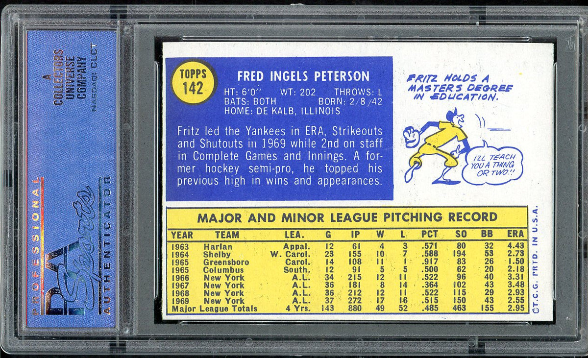 1970 Topps Baseball #142 Fritz Peterson Yankees PSA 8 NM/MT 562633