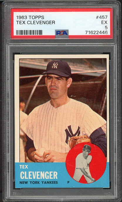 1963 Topps Baseball #457 Tex Clevenger Yankees PSA 5 EX 562635