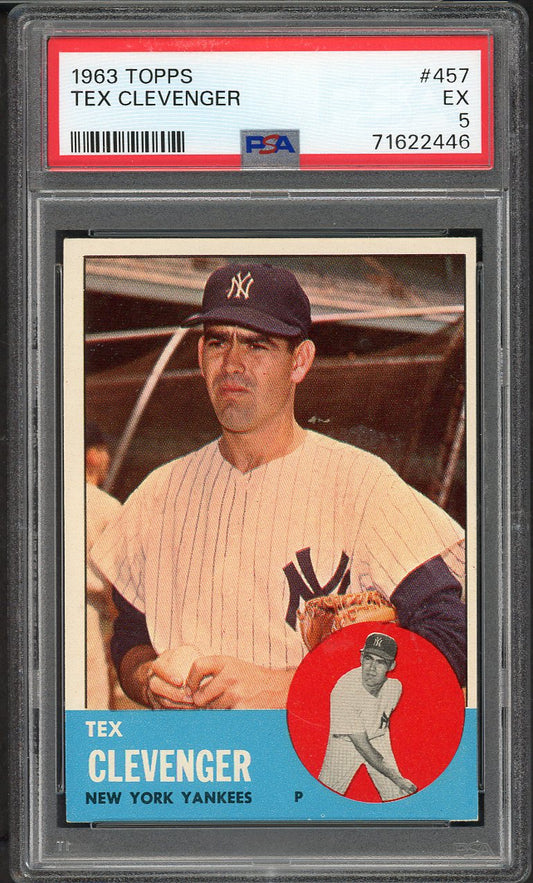 1963 Topps Baseball #457 Tex Clevenger Yankees PSA 5 EX 562635