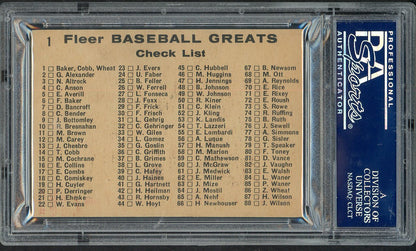 1961 Fleer Baseball #001 Ty Cobb Frank Baker Zach Wheat PSA Auth 562640
