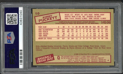 1985 O Pee Chee #010 Kirby Puckett Twins PSA 8 NM/MT 562644
