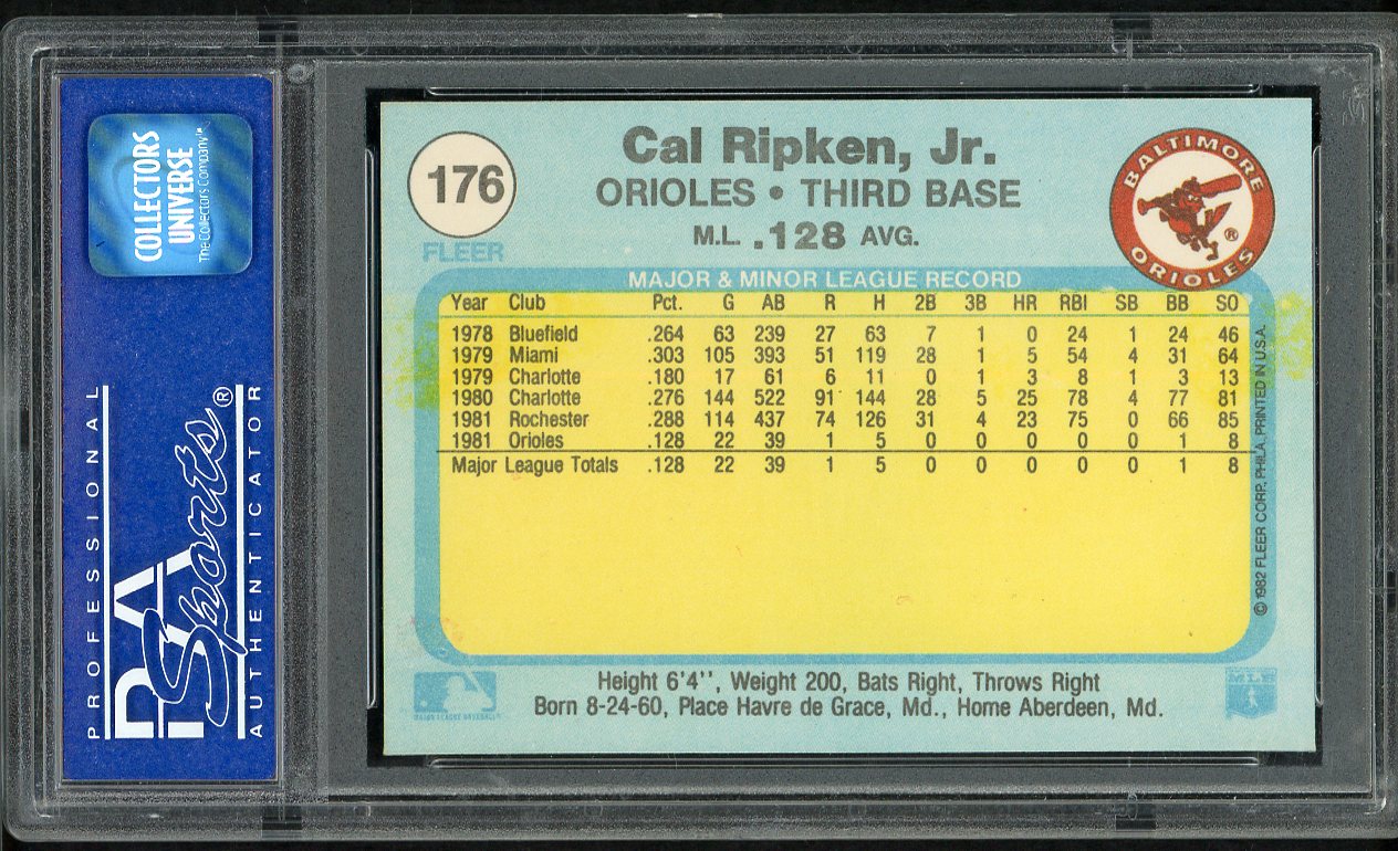 1982 Fleer #176 Cal Ripken Orioles PSA 9 MINT 562646