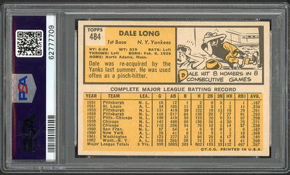 1963 Topps Baseball #484 Dale Long Yankees PSA 5 EX 562647