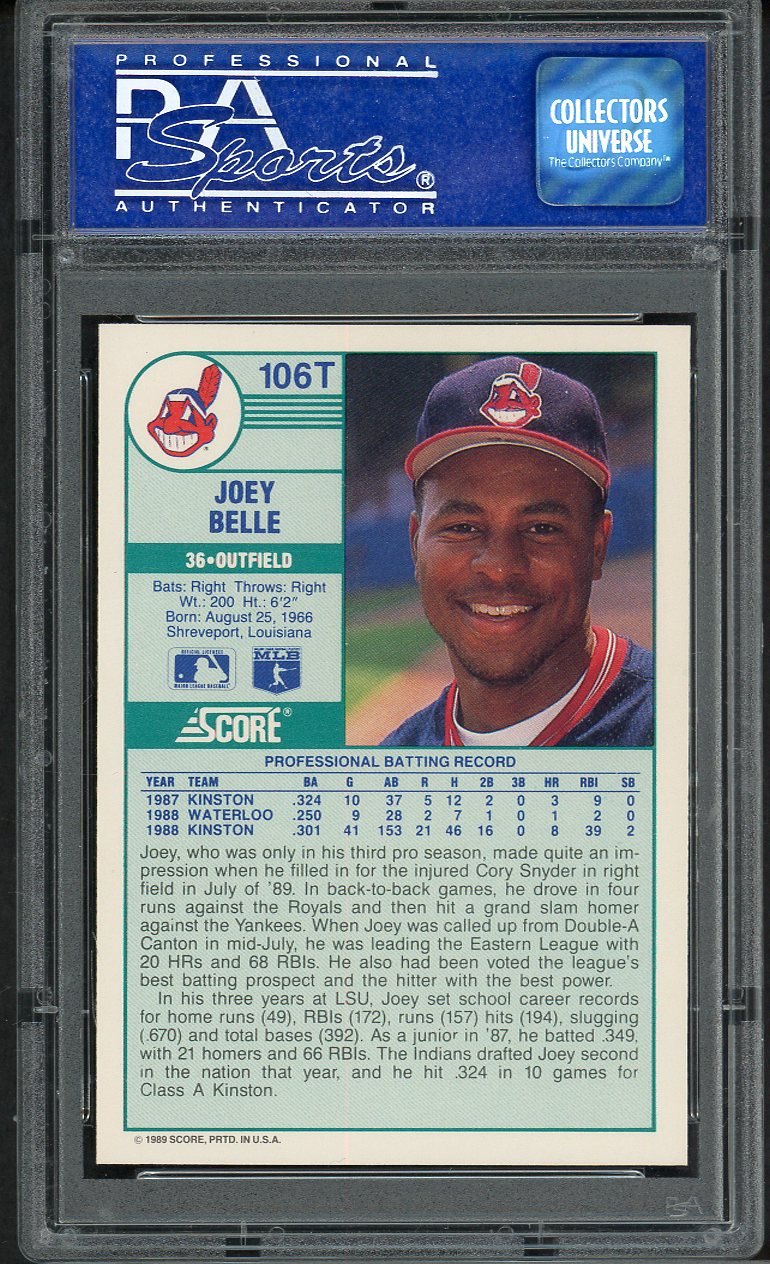 1989 Score Traded #106T Albert Belle Indians PSA 10 GEM MINT 562650
