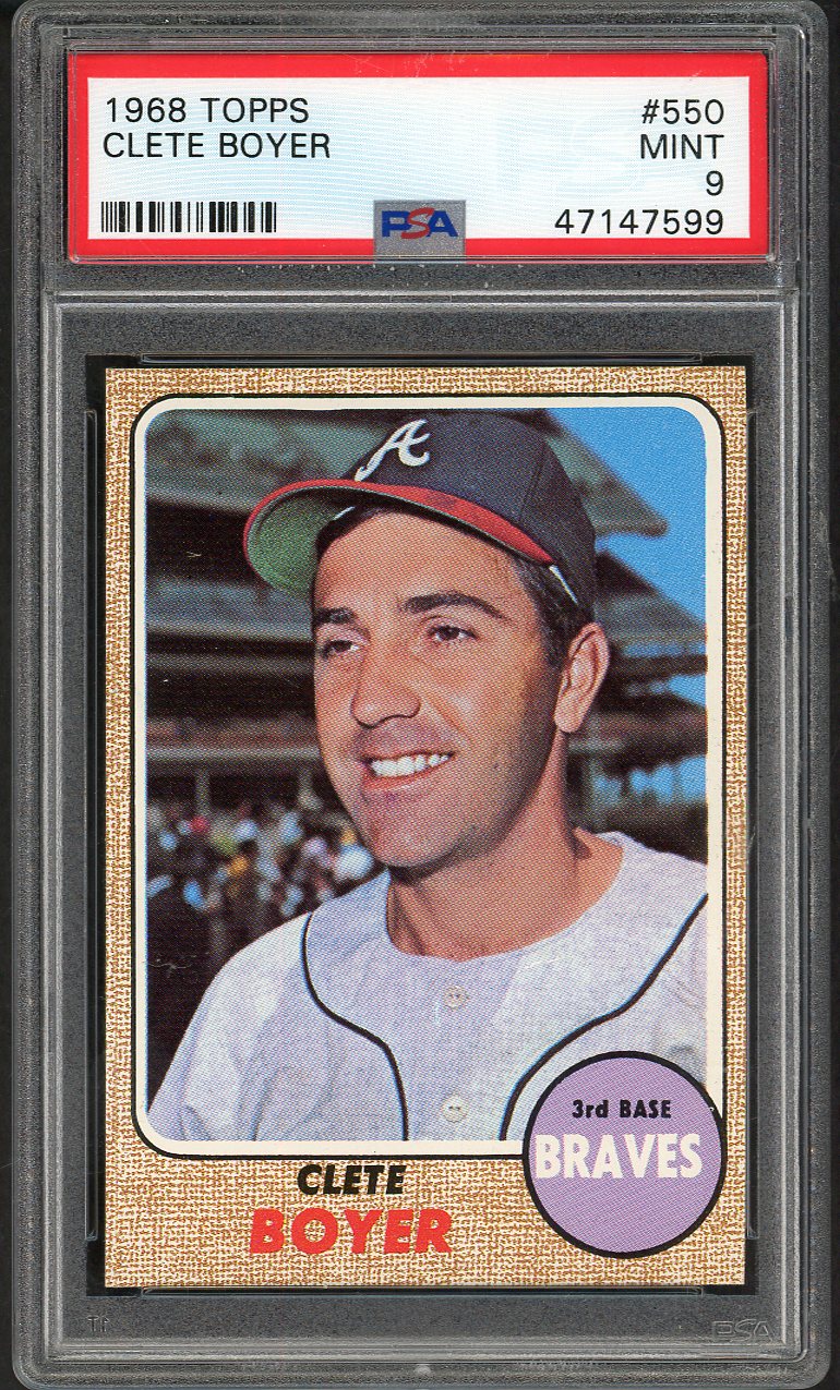 1968 Topps Baseball #550 Clete Boyer Braves PSA 9 MINT 562652
