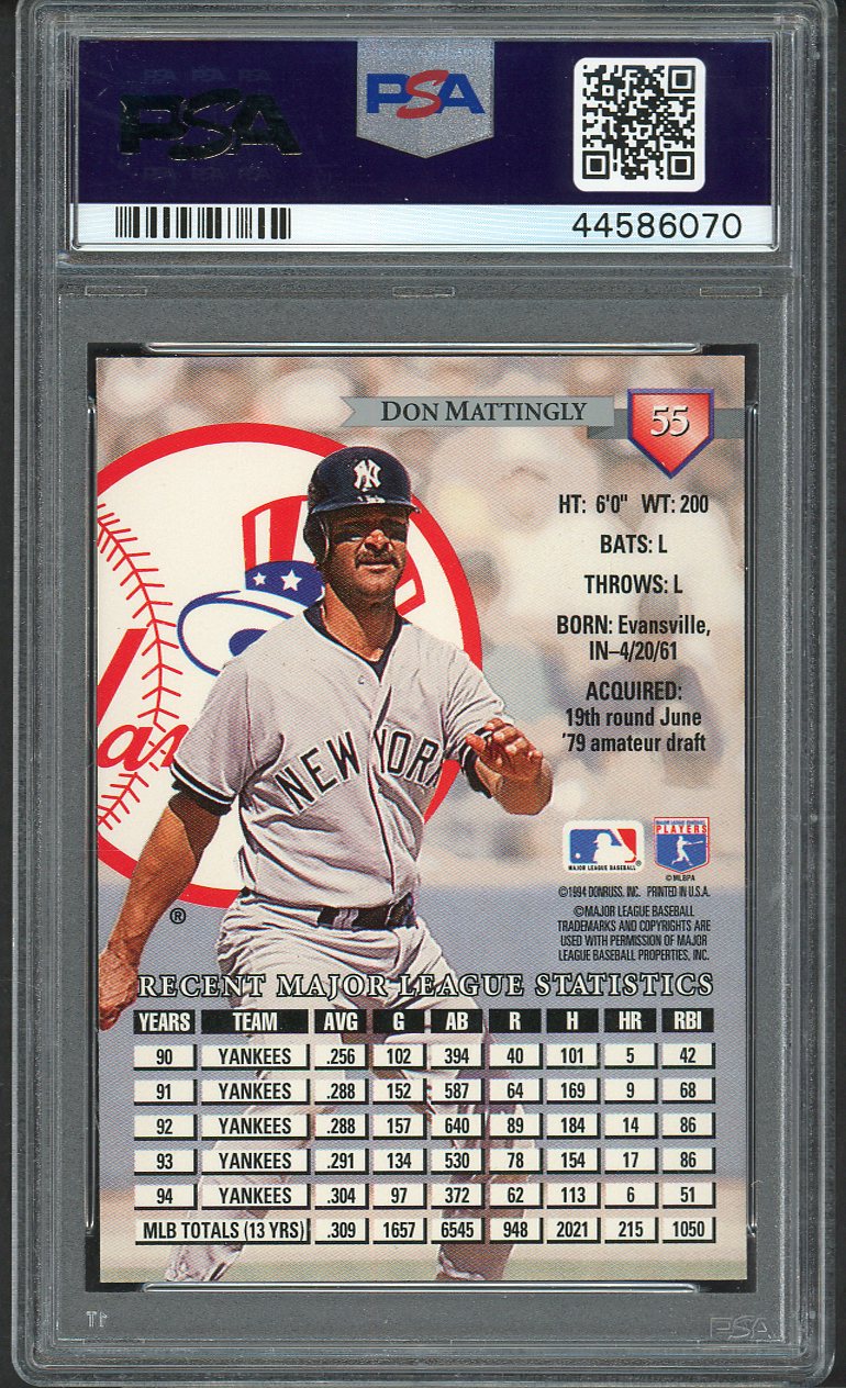 1995 Donruss #055 Don Mattingly Yankees PSA 8 NM/MT 562654