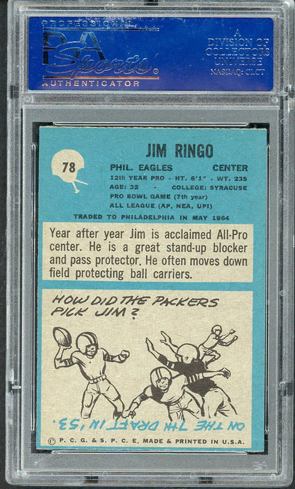 1964 Philadelphia Football #078 Jim Ringo Packers PSA 8 NM/MT oc 562655