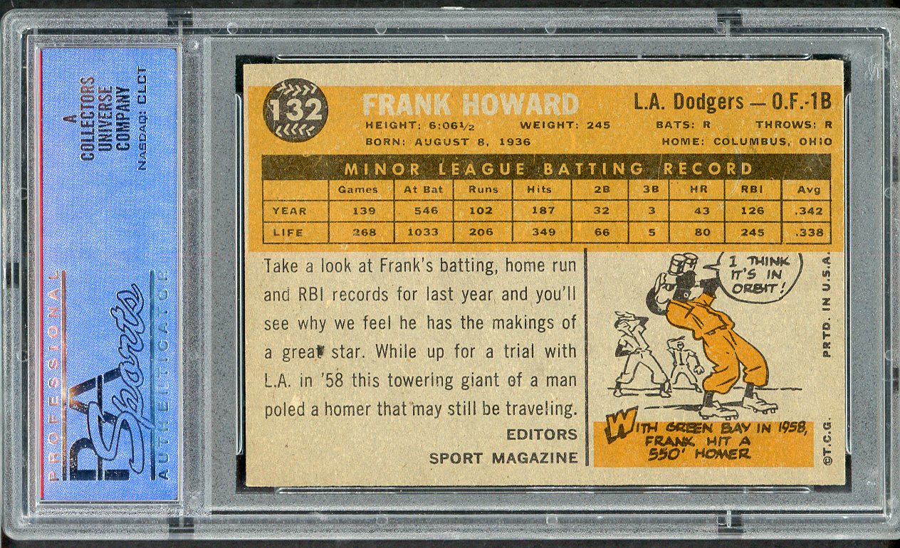 1960 Topps Baseball #132 Frank Howard Dodgers PSA 7 NM 562658