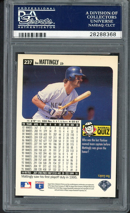 1996 Collectors Choice #237 Don Mattingly Yankees PSA 10 GEM MINT 562665