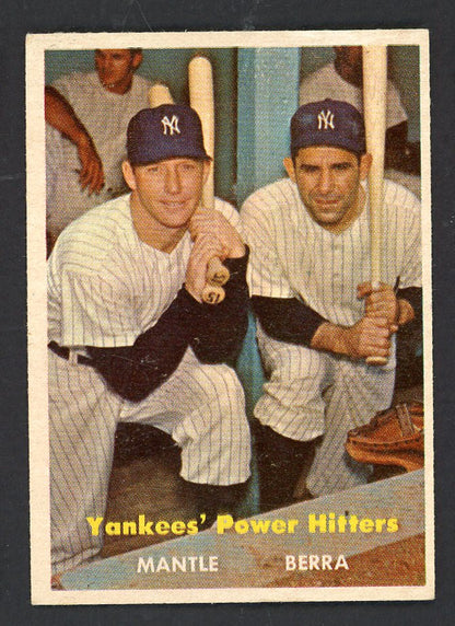1957 Topps Baseball #407 Mickey Mantle Yogi Berra EX-MT 562683