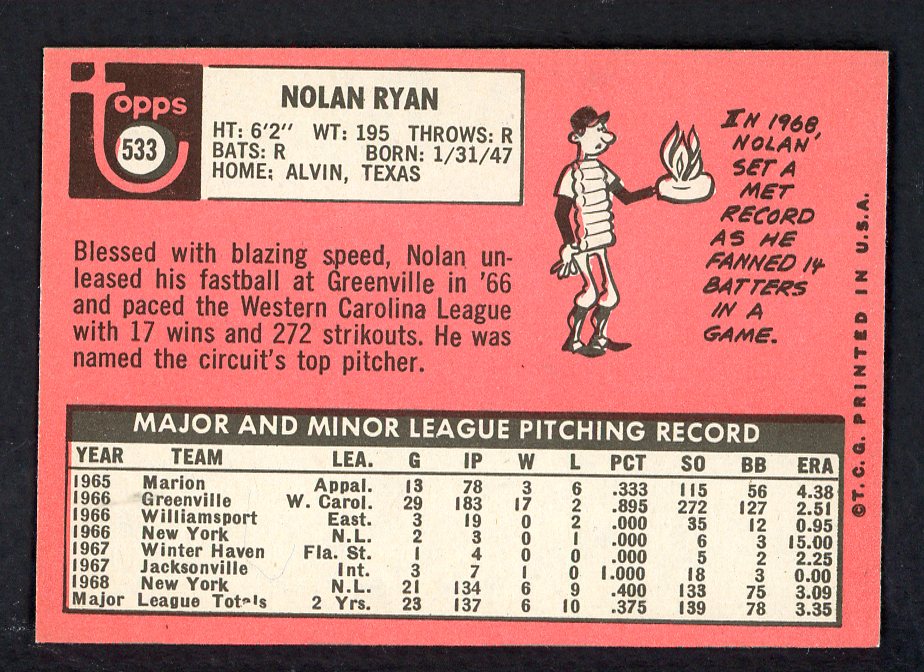 1969 Topps Baseball #533 Nolan Ryan Mets EX-MT/NR-MT 562687
