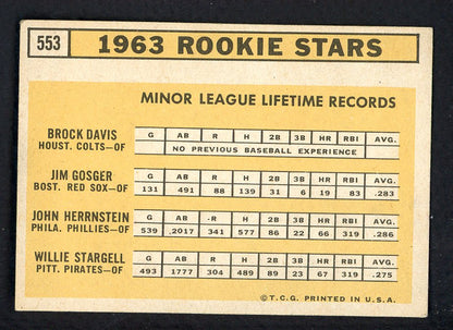 1963 Topps Baseball #553 Willie Stargell Pirates EX 562690