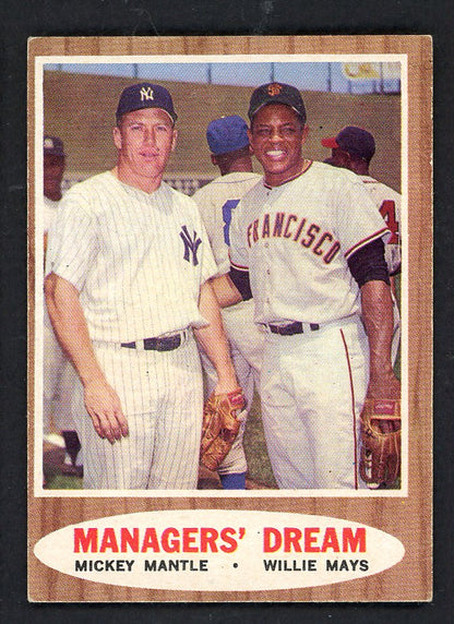 1962 Topps Baseball #018 Mickey Mantle Willie Mays EX+/EX-MT 562692