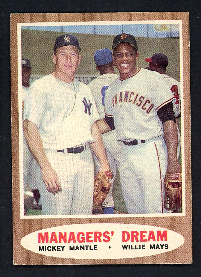 1962 Topps Baseball #018 Mickey Mantle Willie Mays EX+/EX-MT 562698