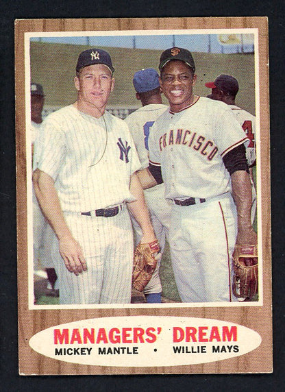 1962 Topps Baseball #018 Mickey Mantle Willie Mays EX+/EX-MT 562698