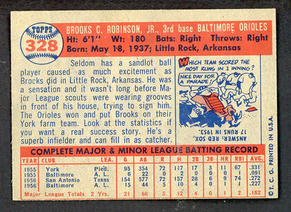 1957 Topps Baseball #328 Brooks Robinson Orioles NR-MT 562703
