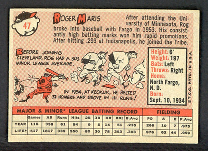 1958 Topps Baseball #047 Roger Maris Indians EX-MT/NR-MT 562714