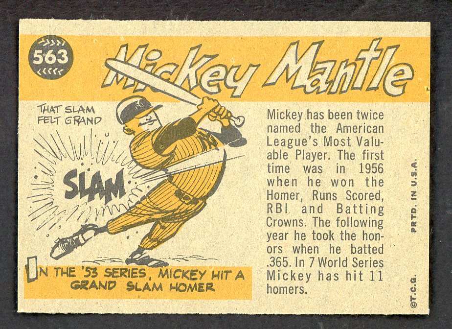 1960 Topps Baseball #563 Mickey Mantle A.S. Yankees EX-MT/NR-MT 562718