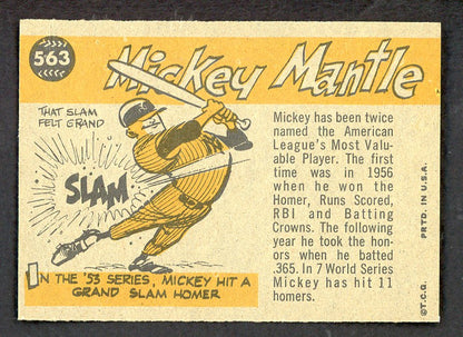 1960 Topps Baseball #563 Mickey Mantle A.S. Yankees EX-MT/NR-MT 562718
