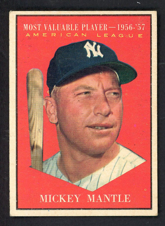 1961 Topps Baseball #475 Mickey Mantle MVP Yankees EX+/EX-MT 562727