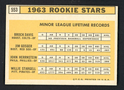 1963 Topps Baseball #553 Willie Stargell Pirates EX-MT mc 562740