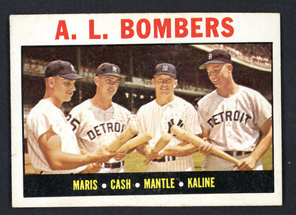 1964 Topps Baseball #331 Mickey Mantle Al Kaline Roger Maris EX 562752