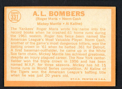 1964 Topps Baseball #331 Mickey Mantle Al Kaline Roger Maris EX 562752