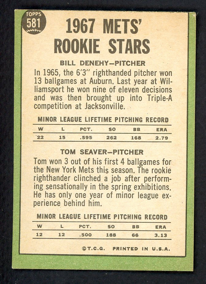 1967 Topps Baseball #581 Tom Seaver Mets VG-EX 562753