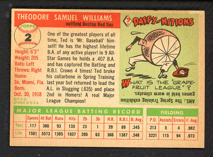 1955 Topps Baseball #002 Ted Williams Red Sox EX+/EX-MT 562755