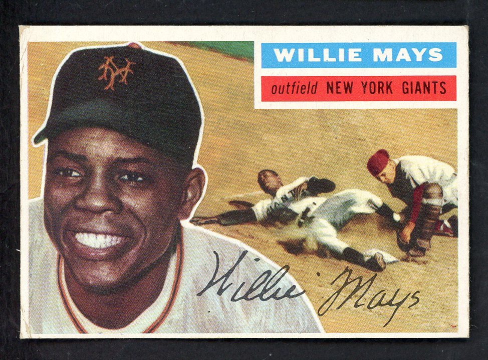 1956 Topps Baseball #130 Willie Mays Giants Good trimmed White 562758