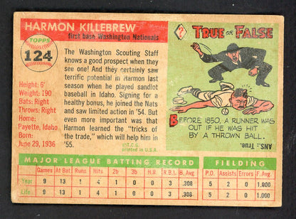 1955 Topps Baseball #124 Harmon Killebrew Senators Good 562759