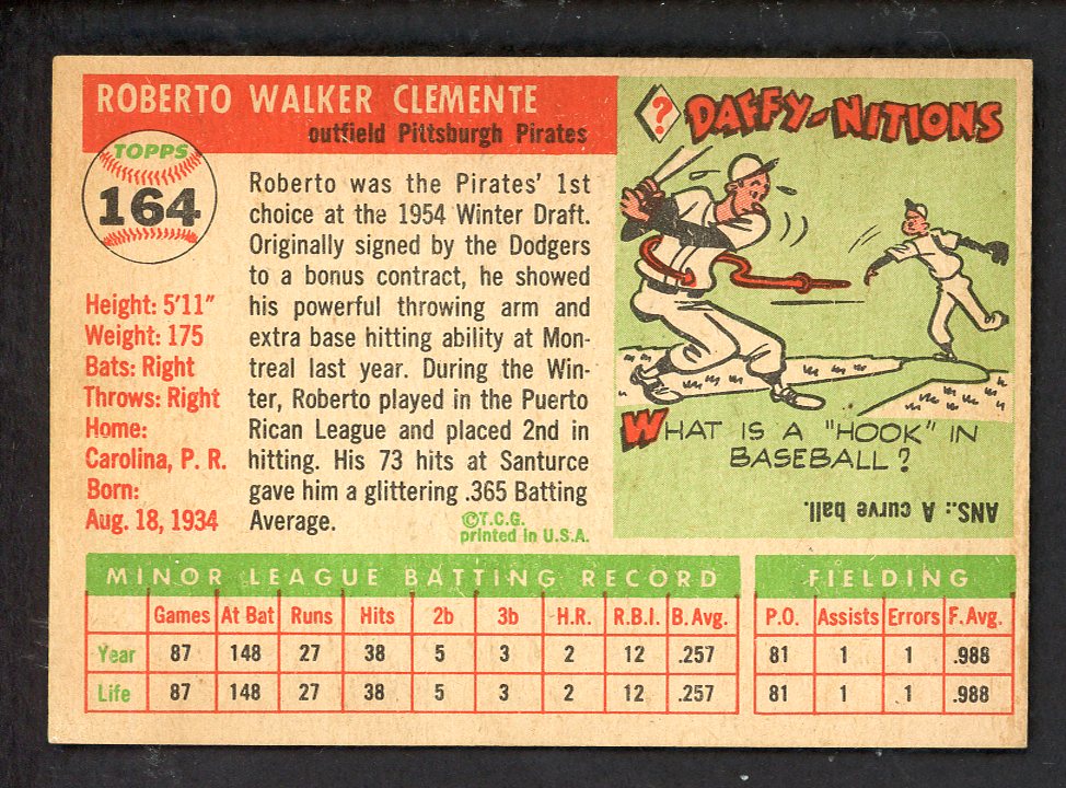 1955 Topps Baseball #164 Roberto Clemente Pirates EX-MT/NR-MT 562762