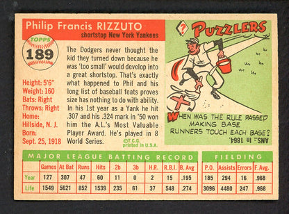 1955 Topps Baseball #189 Phil Rizzuto Yankees NR-MT 562763