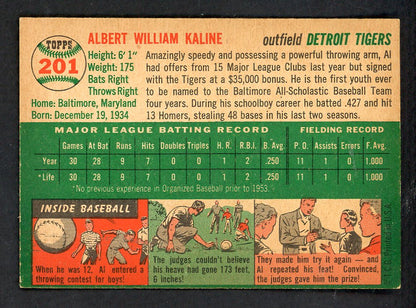 1954 Topps Baseball #201 Al Kaline Tigers EX-MT 562767