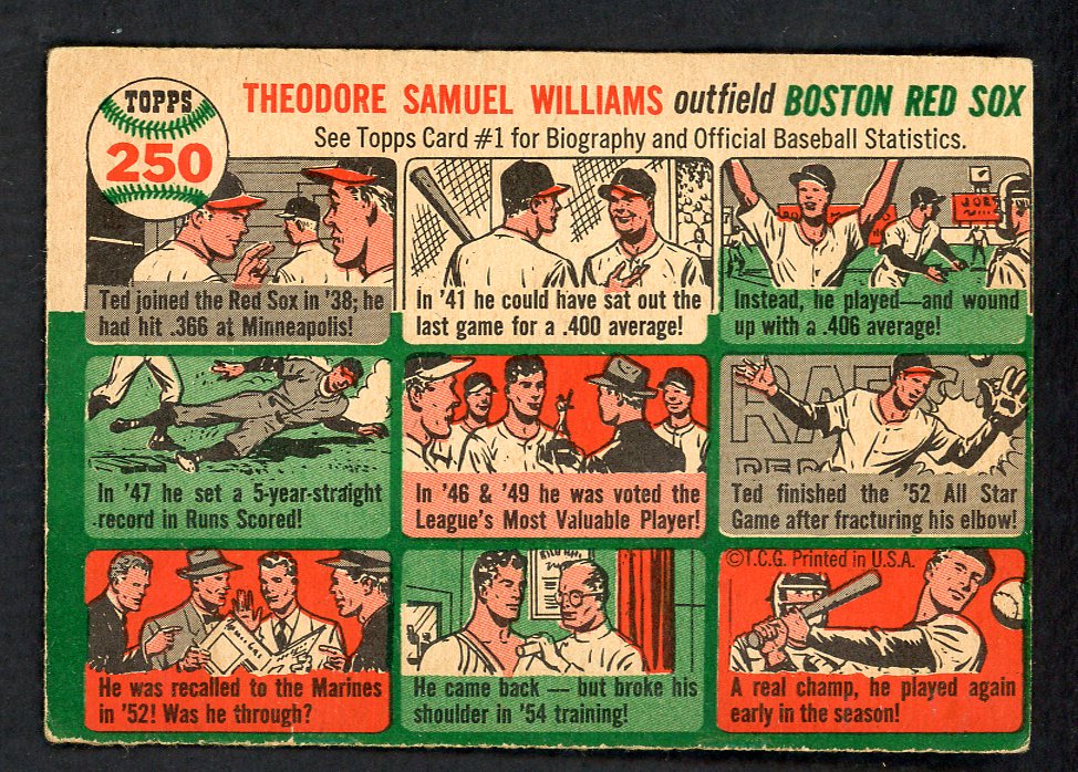 1954 Topps Baseball #250 Ted Williams Red Sox VG-EX 562769