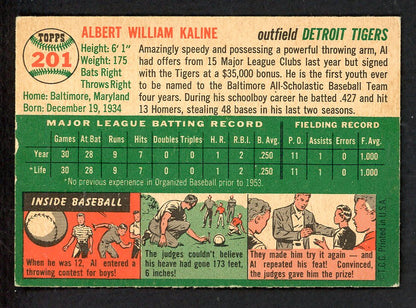 1954 Topps Baseball #201 Al Kaline Tigers EX-MT 562774
