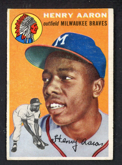 1954 Topps Baseball #128 Hank Aaron Braves EX 562778